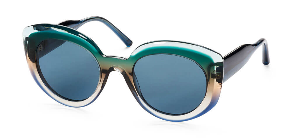 GRADIENT GREEN-BROWN-GREY / GRADIENT LIGHT BLUE-ORANGE-PURPLE - PLAIN BLUE LENS